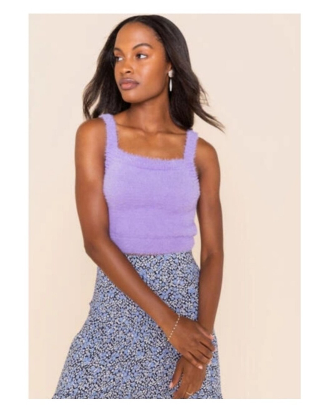 💜 NWT Lavender Fuzzy Eyelash Crop Tank Top 💜